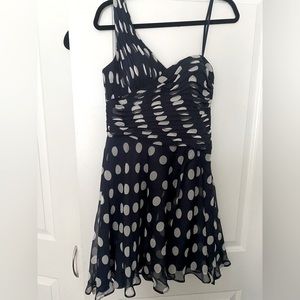 One shoulder polka dot dress